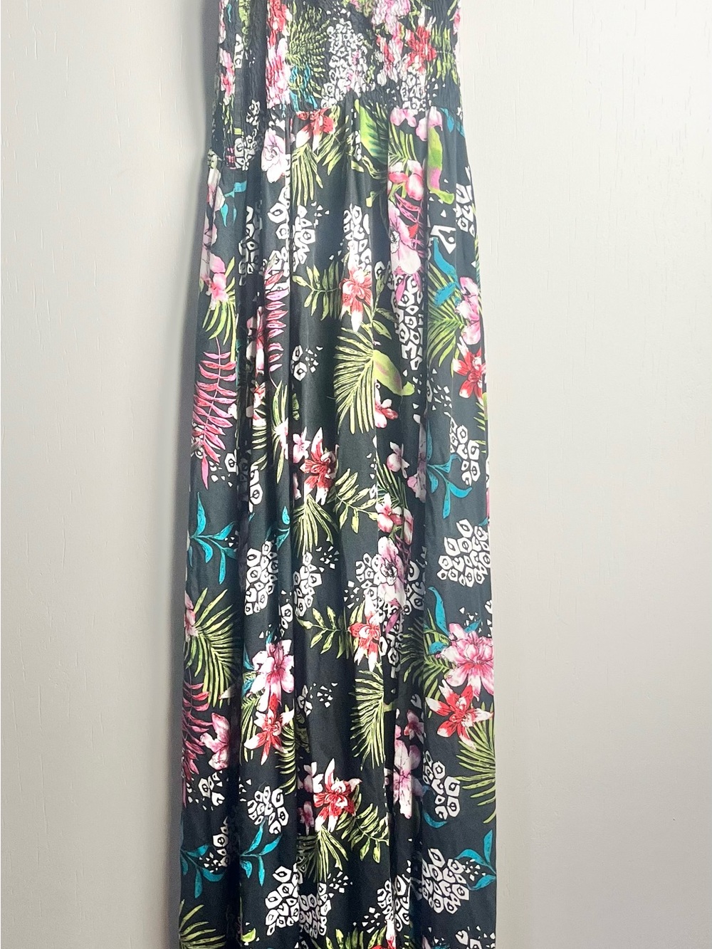 RAVIYA Tropical Cottagecore Maxi Dress, Fairycore Floral, Stretch Bodice. Small
